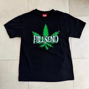 Full Send Black Graphic T-Shirt Weed Leaf Logo Tee Men’s Medium